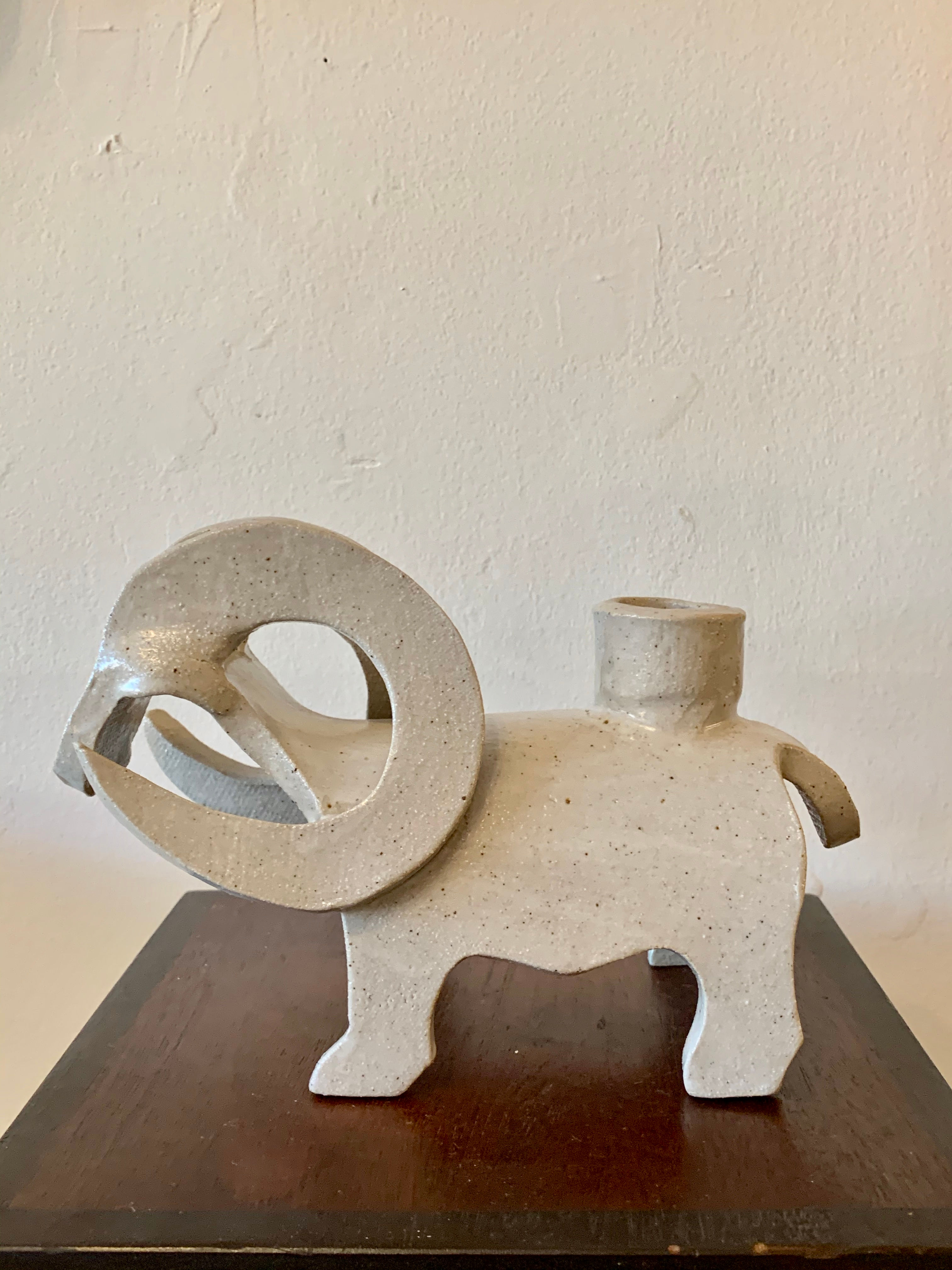 Ceramic Ram Candlestick Holder