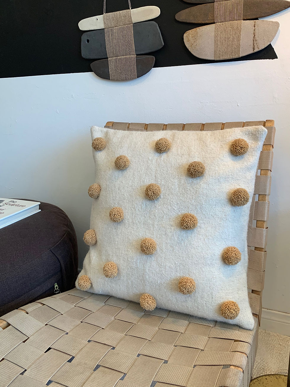 Thumbnail: Brown on White 'Pom Pom' Pillow