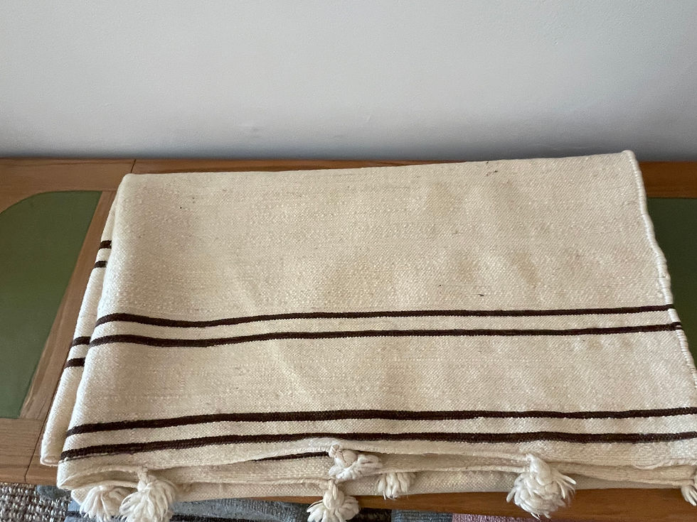 Brown Stripe Wool Blanket/ Rug