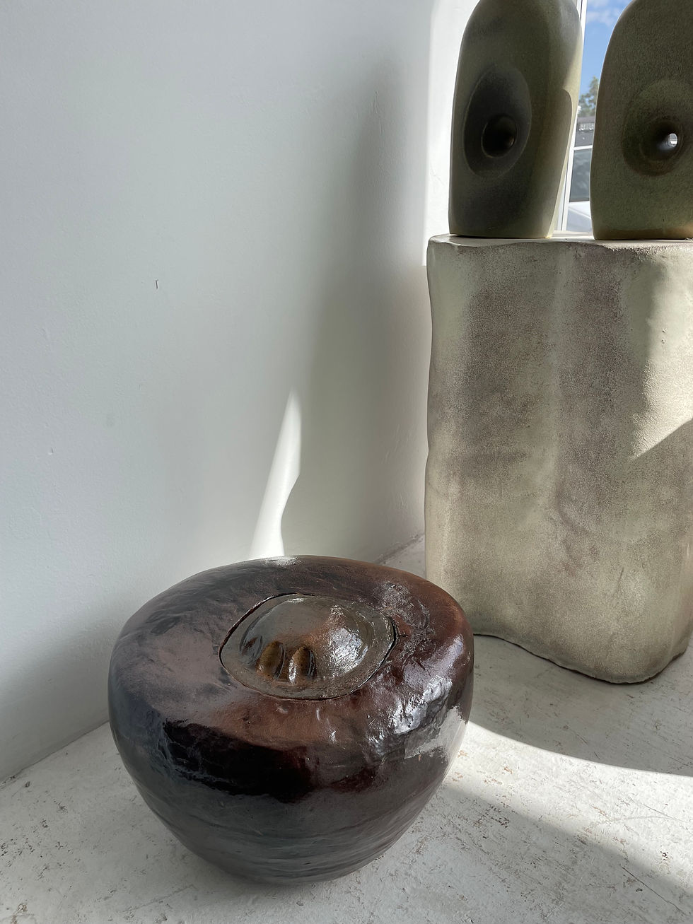 Thumbnail: Abstract Ceramic Sculptural Vessel w/ Lid