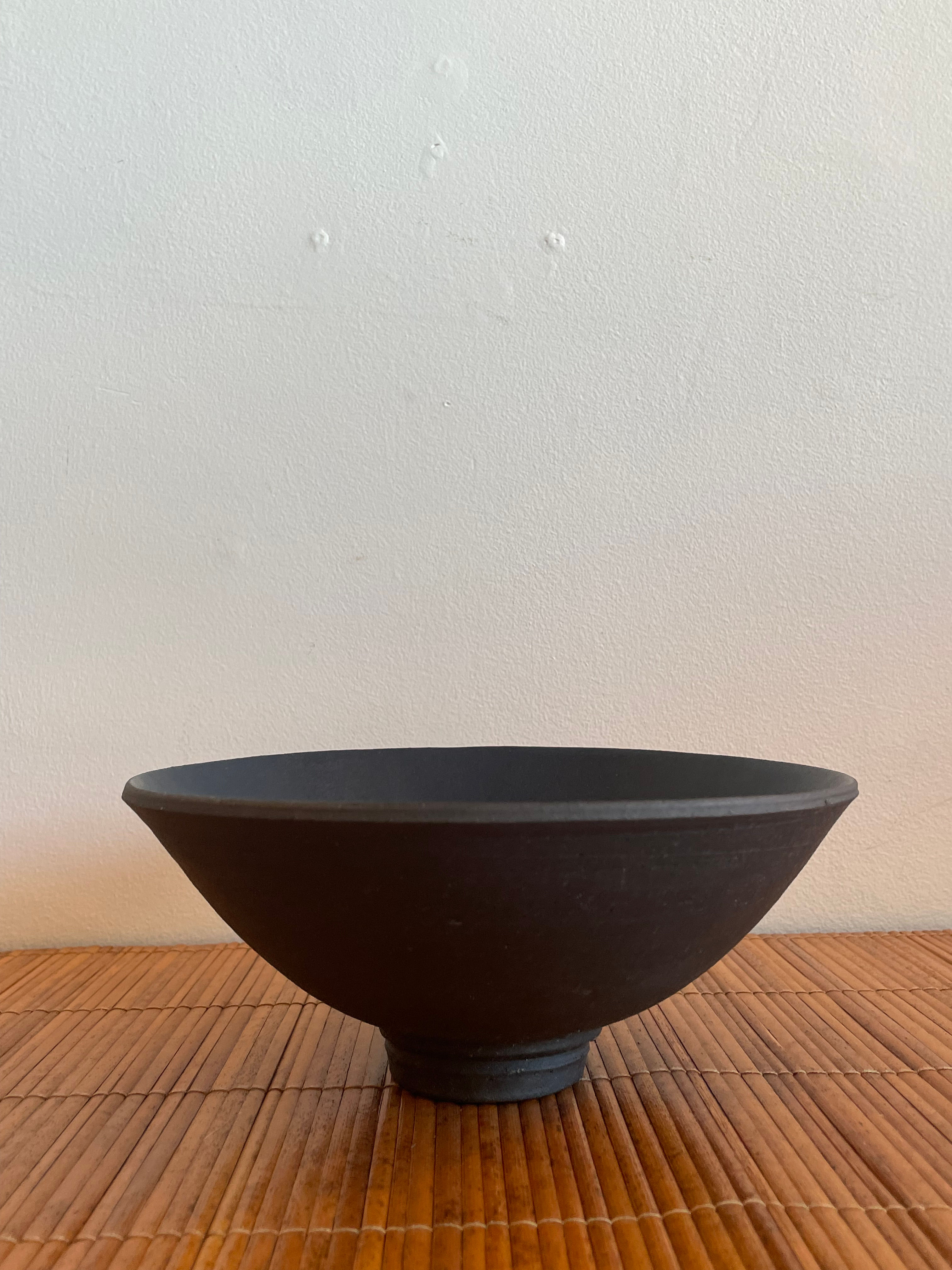 Ceramic Black Low Dish by Carol Nevitt