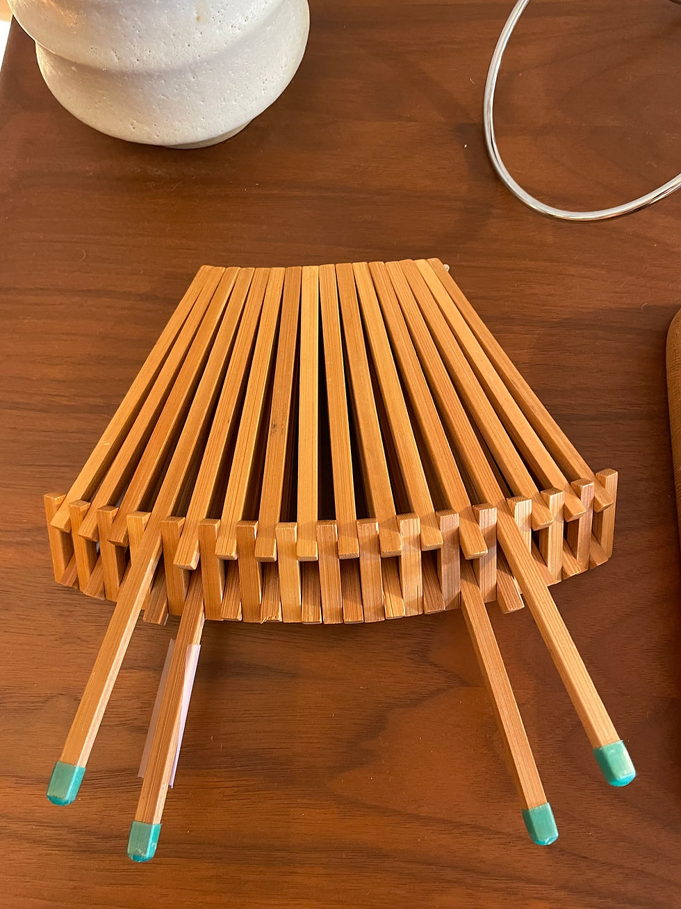 Vintage 1960's Japanese Bamboo Slat Fruit Basket