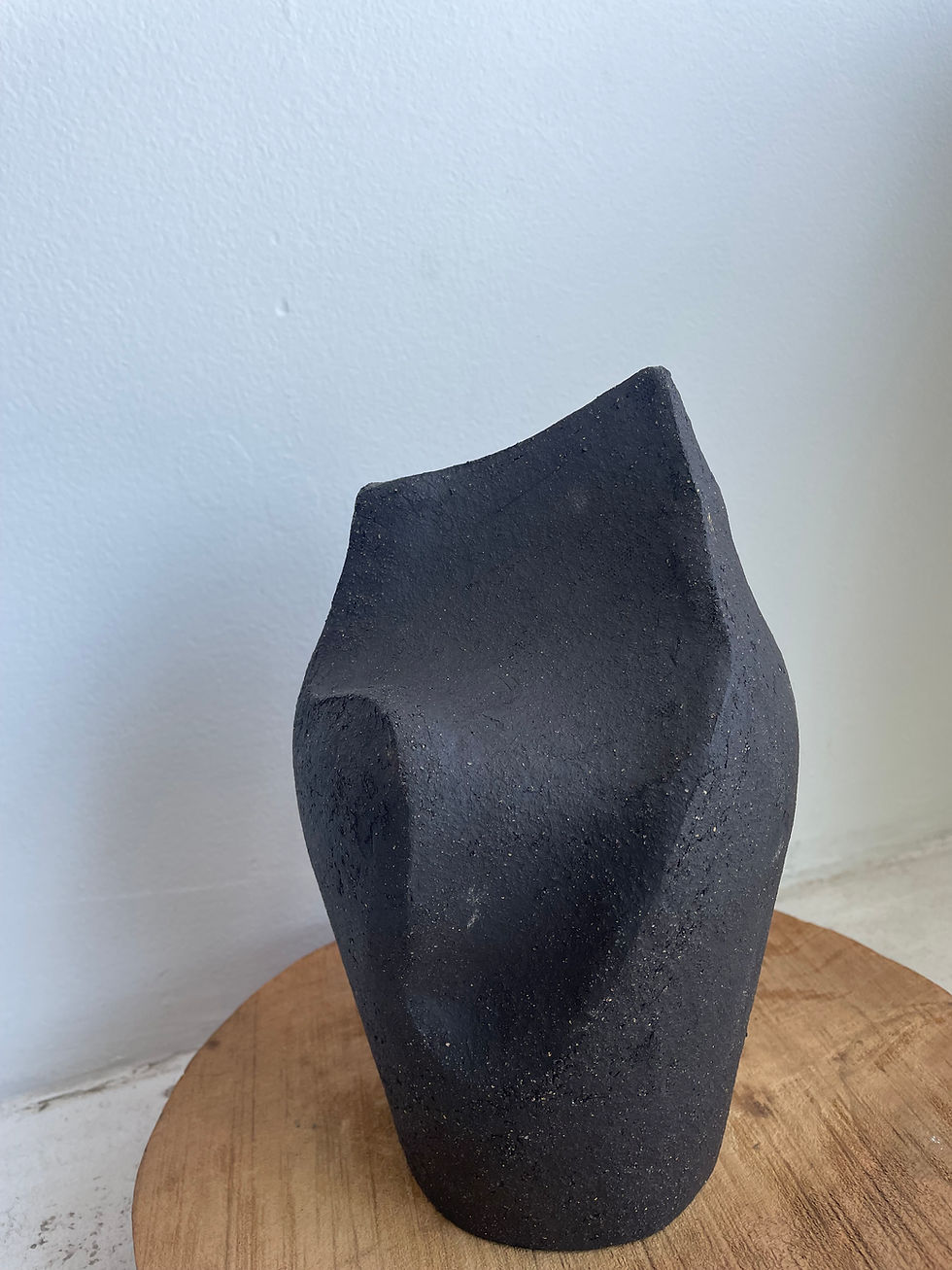 Thumbnail: Black Ceramic Abstract Sculpture/ Vessel