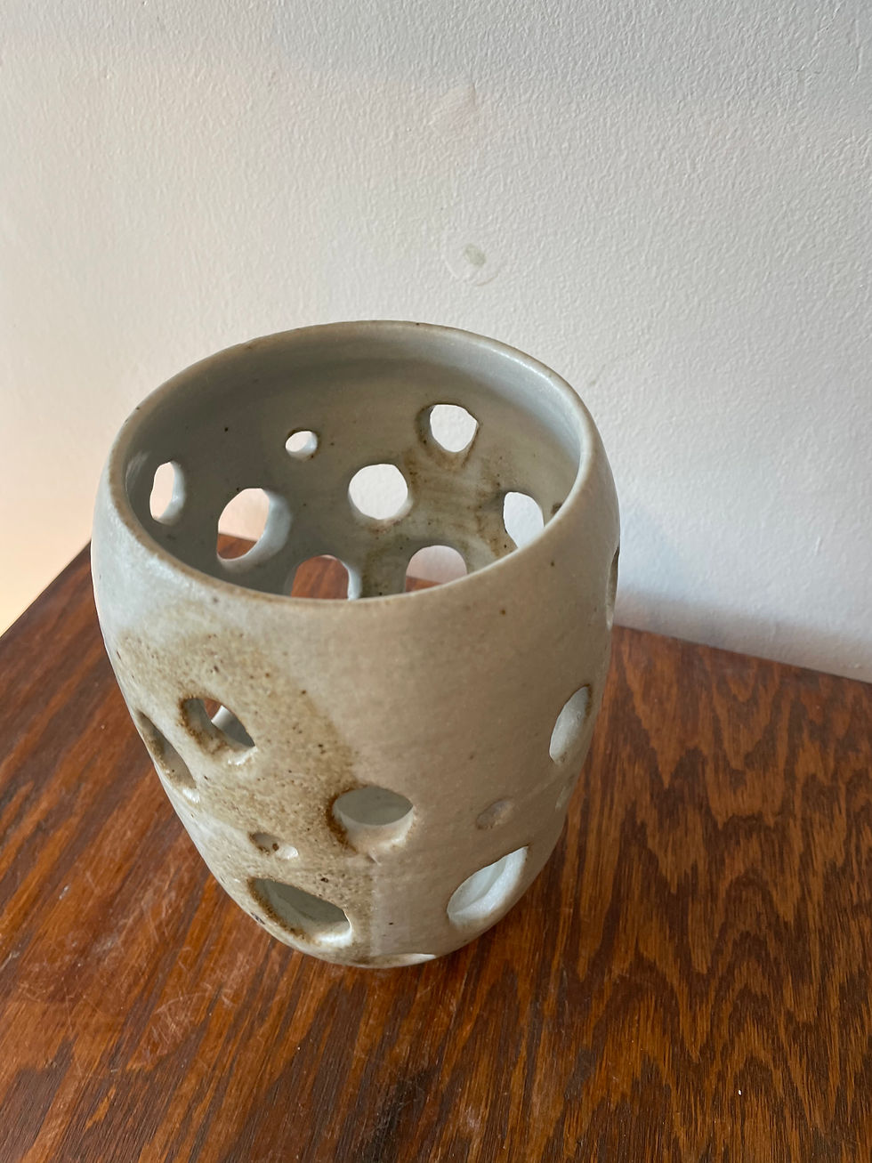Thumbnail: Large Ceramic Candle Holder with Circles by Deborah Levin