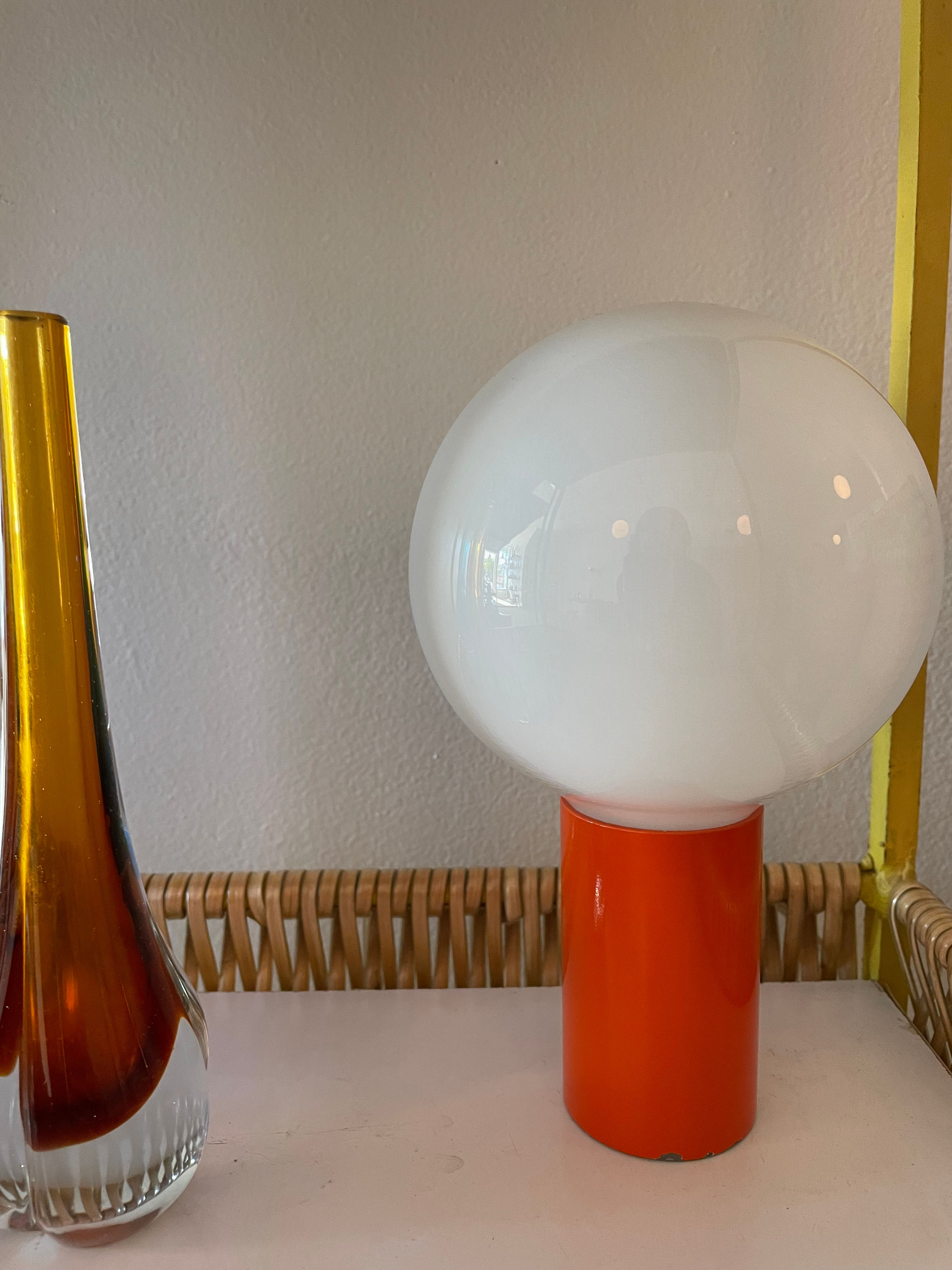 1960's Orange Globe Lamp