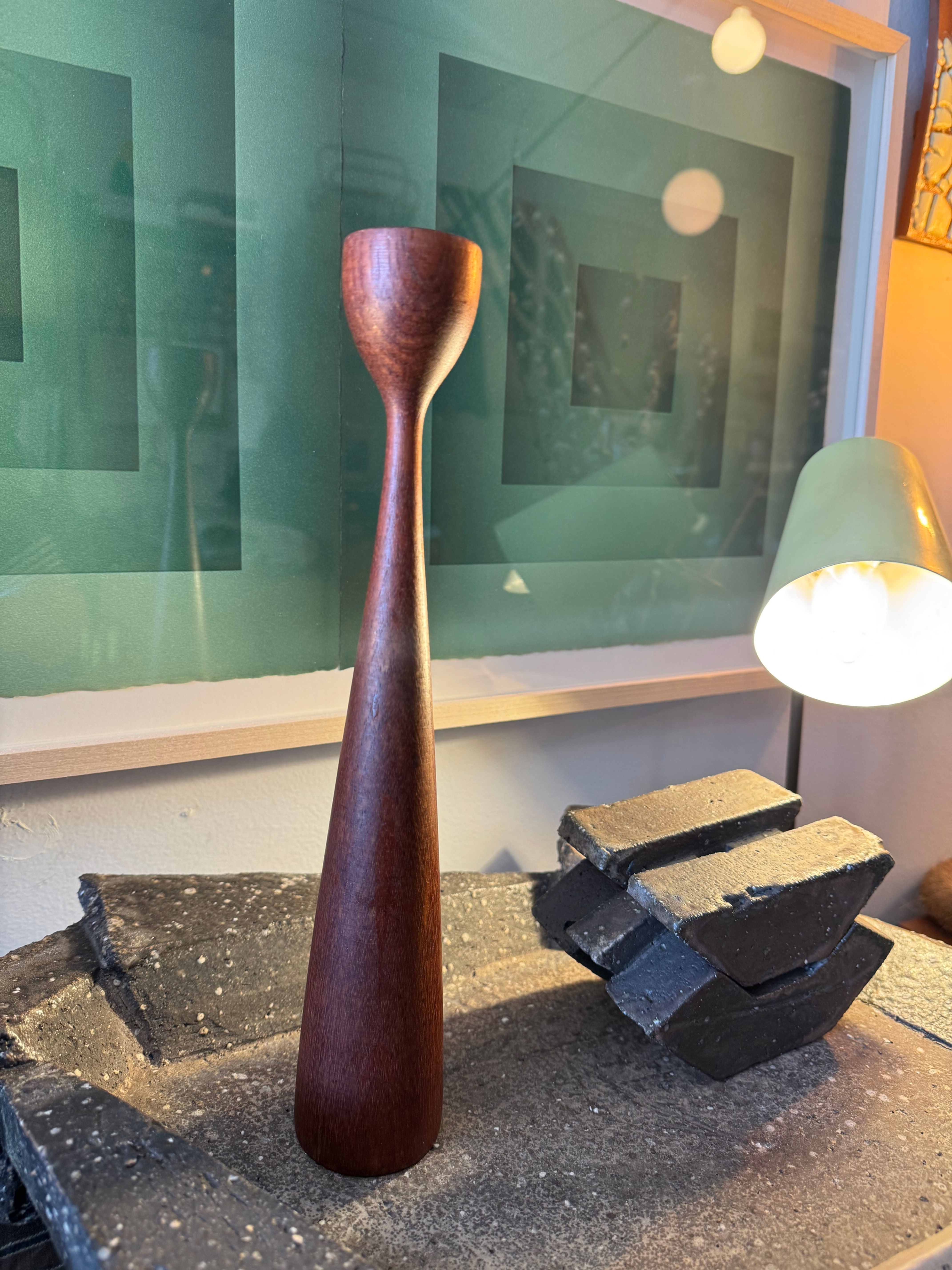 Single Teak 1960's Danish Candlestick
