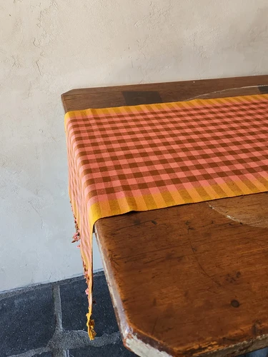 Grid Plaid Table Runner - Grapefruit | Merchant