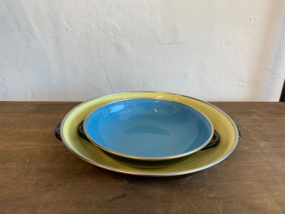 Thumbnail: Yellow & Blue Enamel Serving Plates