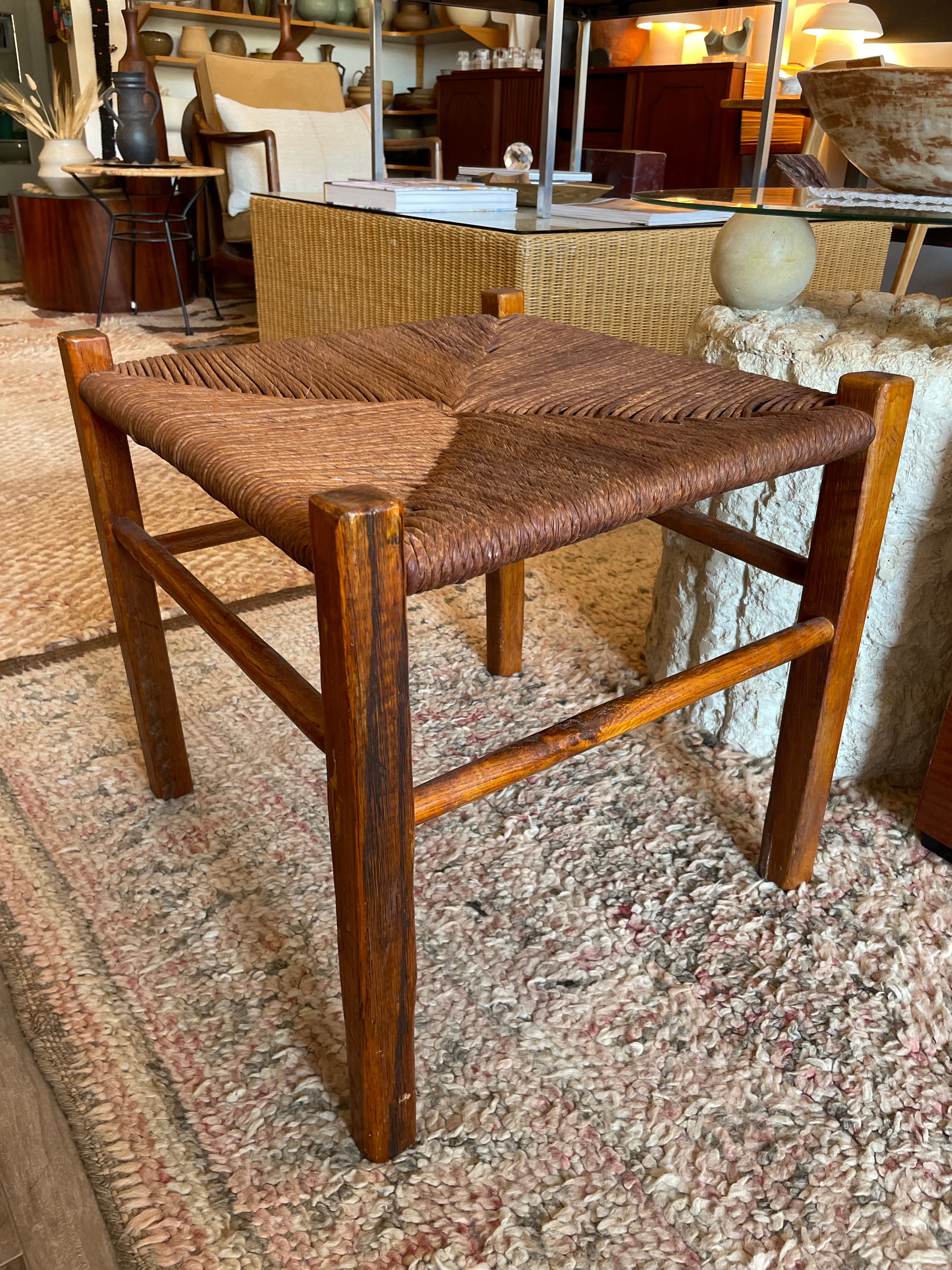 Lg Pine French Rush Stool