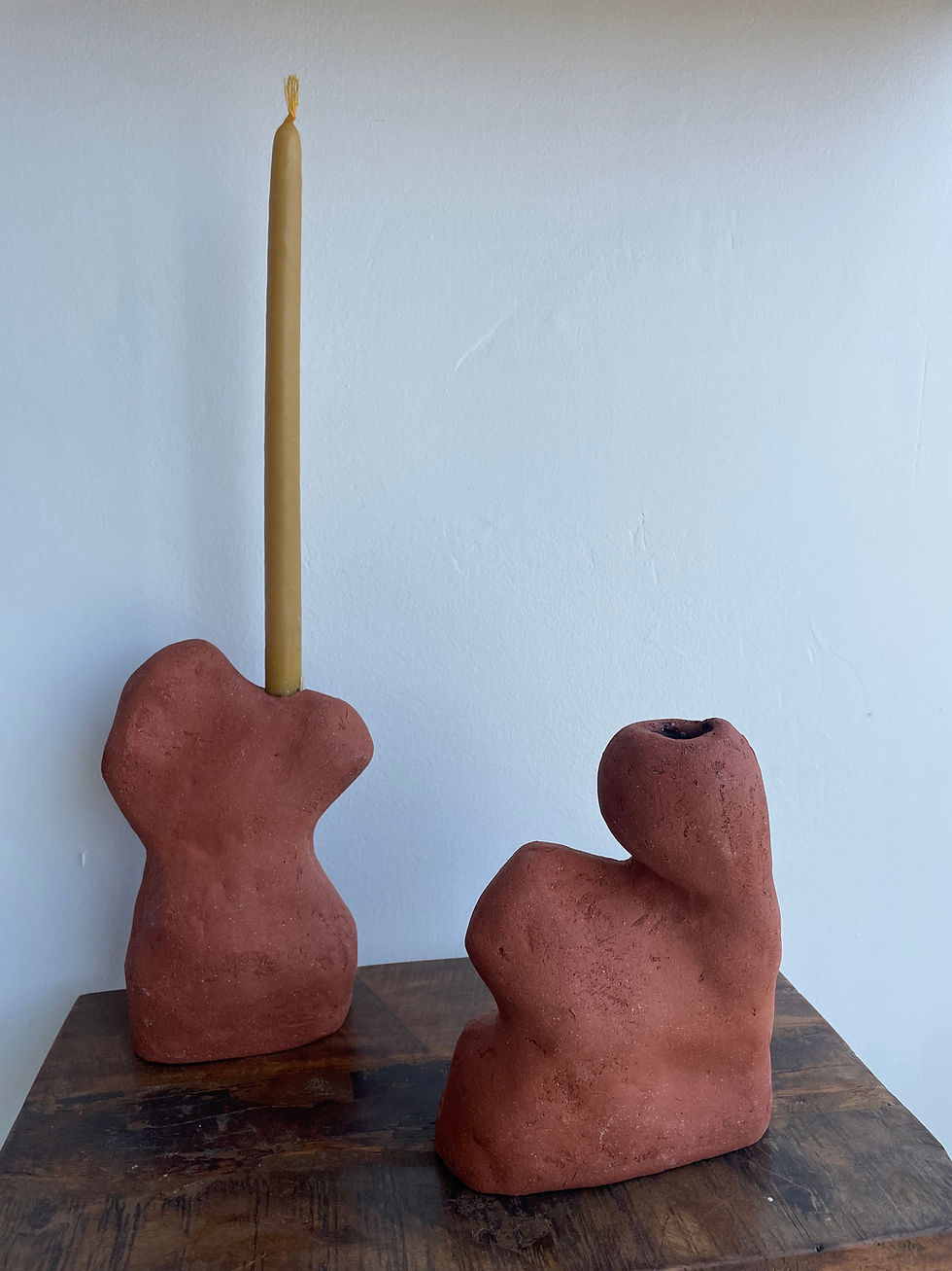 Thumbnail: Red Ceramic Abstract Candle Holder / Object