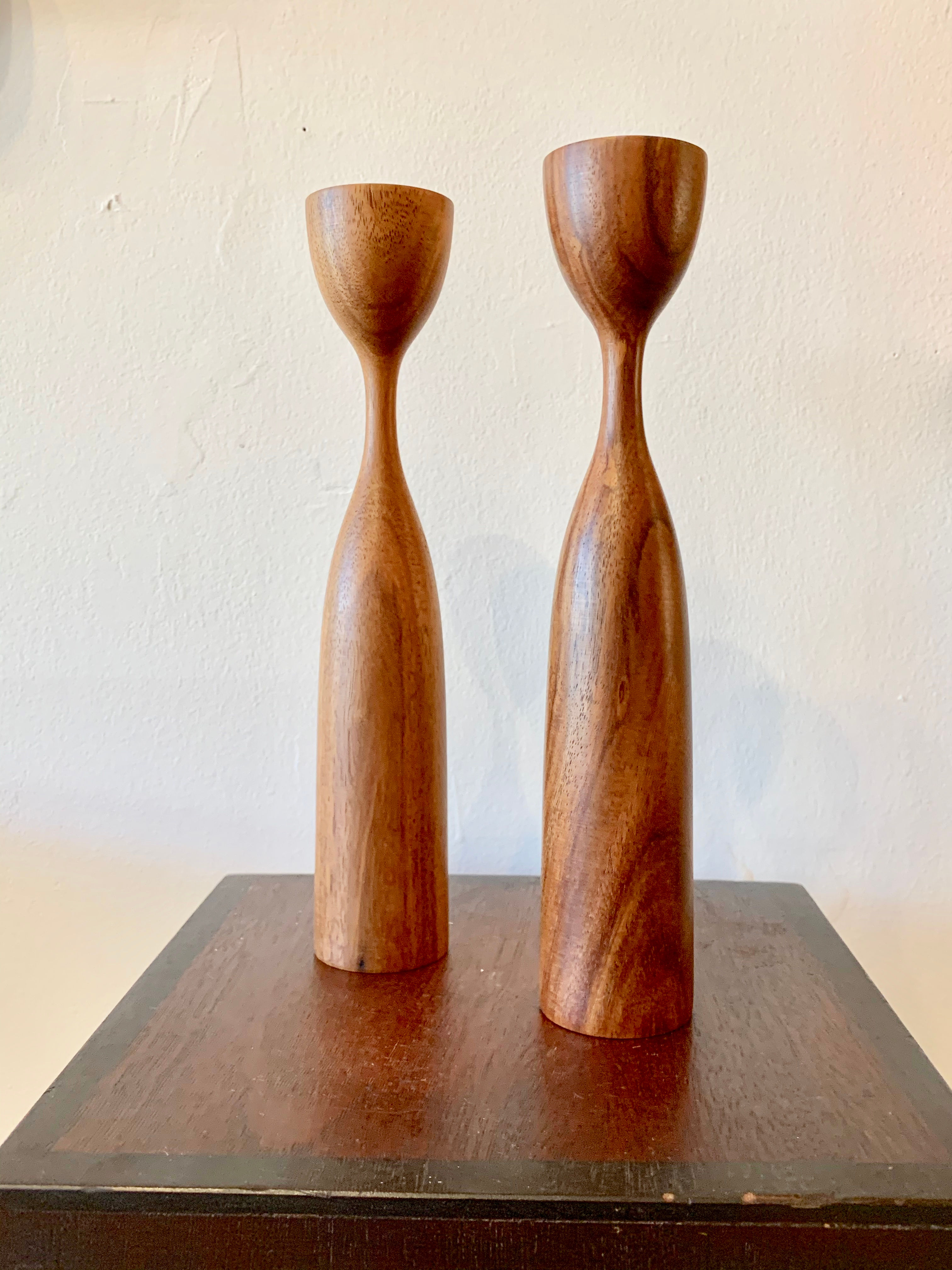 wooden dansk candlesticks