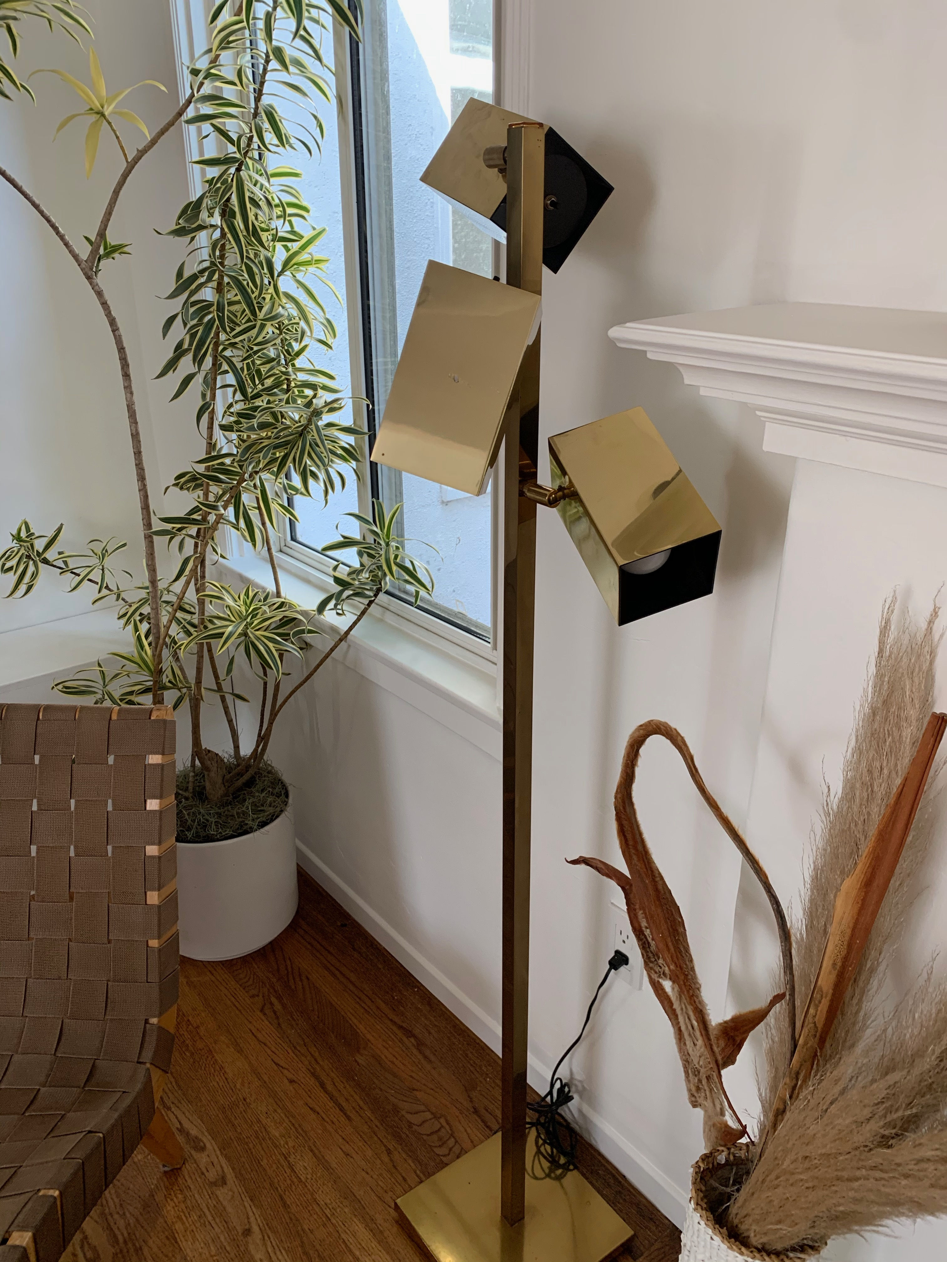 Koch & Lowy Brass Cubist Floor Lamp