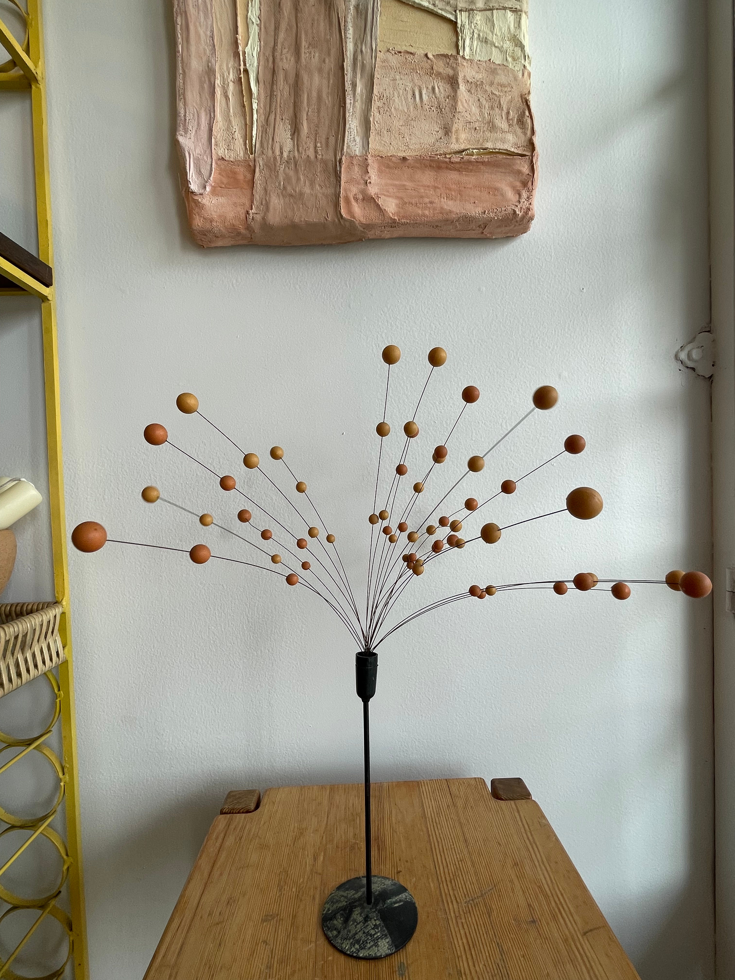 Mid Century Modern Metal/ Wooden Ball Sculpture