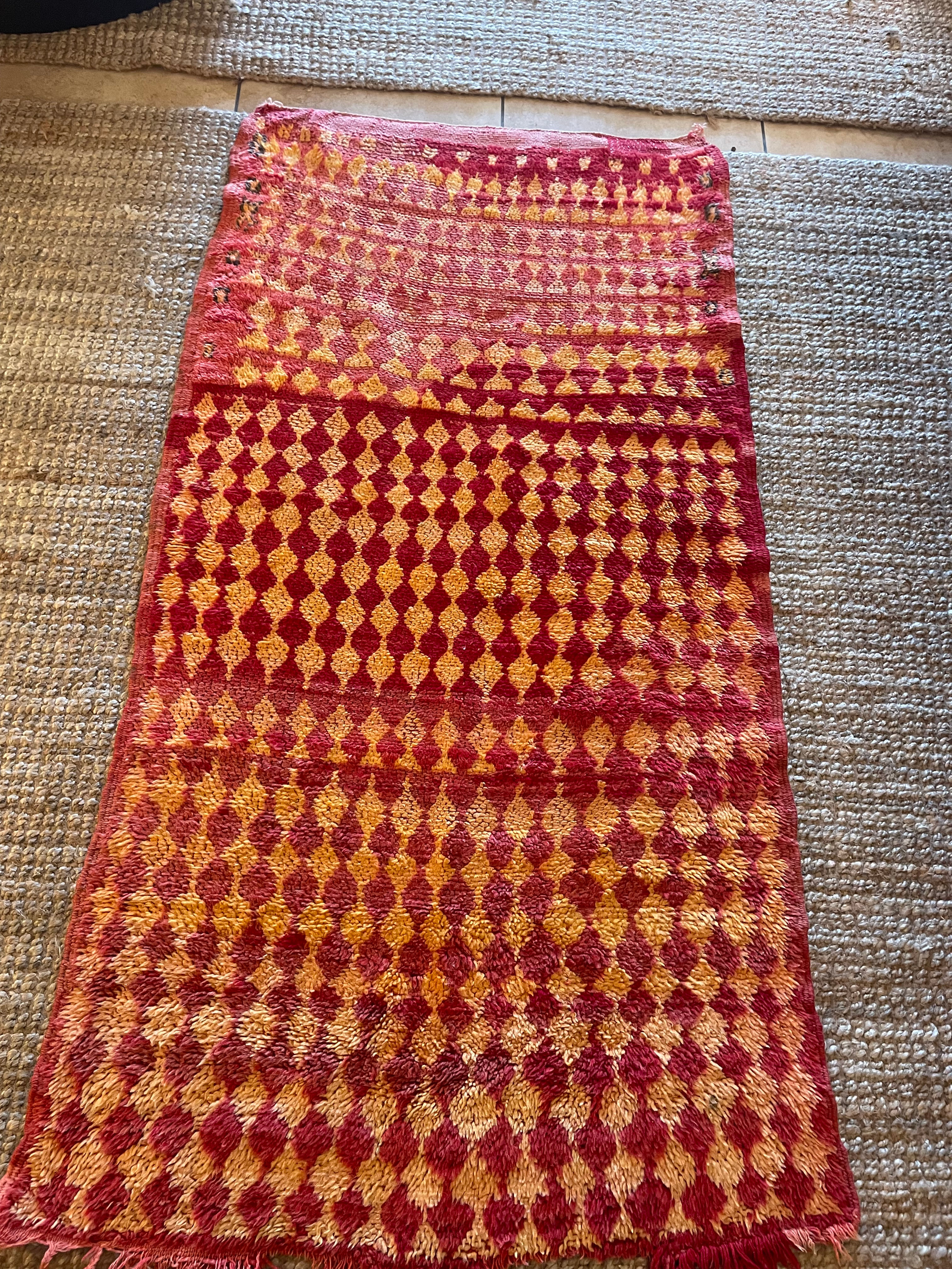 Red/ Orange Diamond Rug