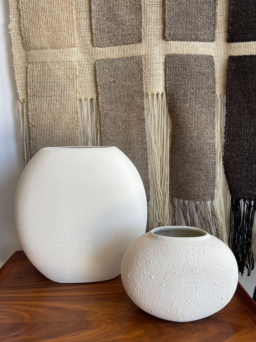 Thumbnail: Tall White Textured Ceramic Vase