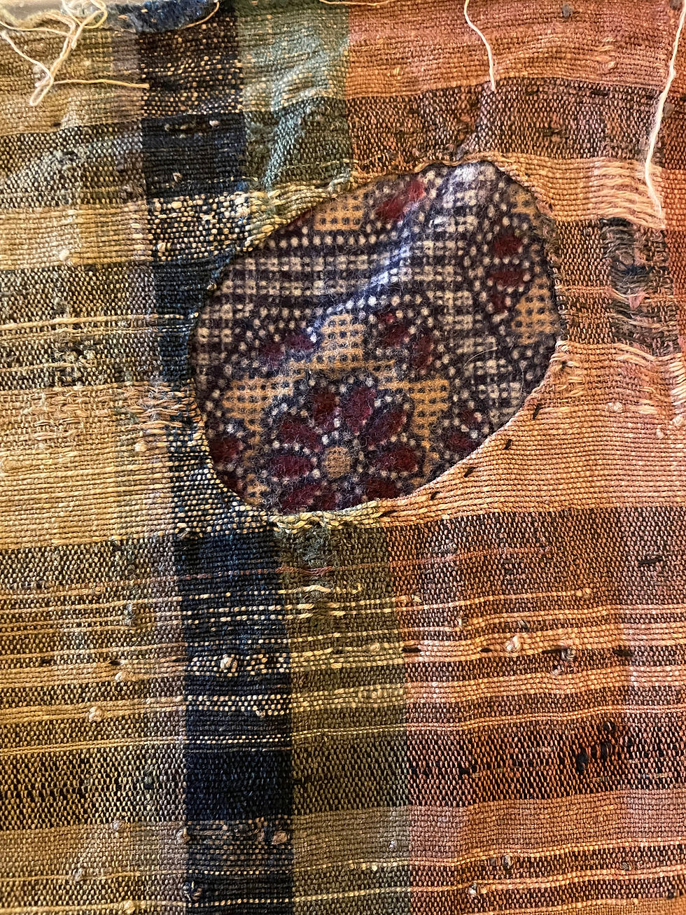 Thumbnail: Vintage Japanese Green/ Indigo Plaid  Textile