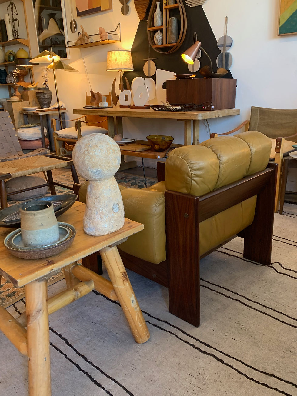 Thumbnail: Tufted Leather Lounge Chair W/ Rosewood Frame and Original Yellow Leather