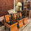 Thumbnail: Tan Leather Memphis Dining Chairs for Knoll