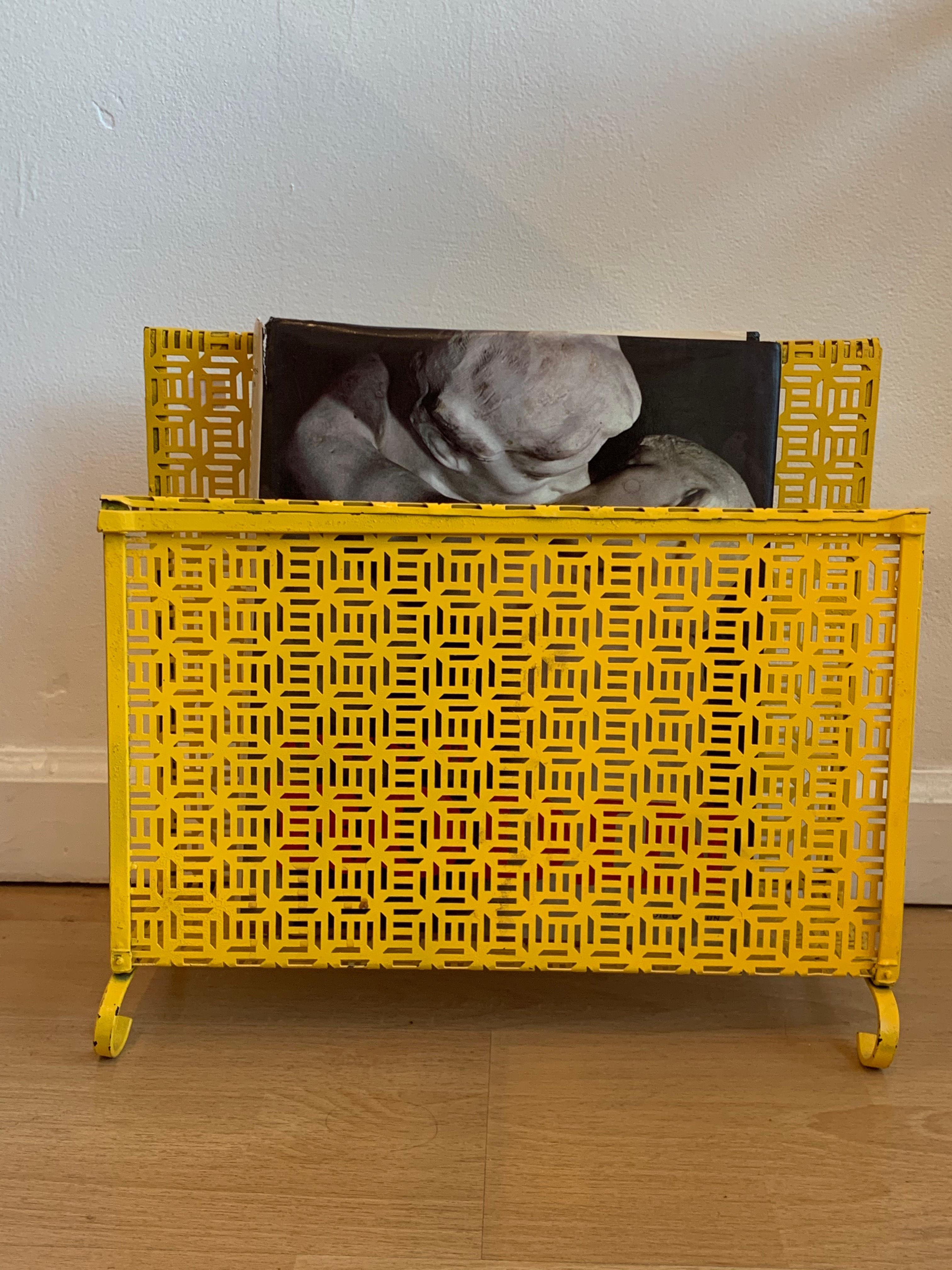 Yellow Metal Magazine Rack
