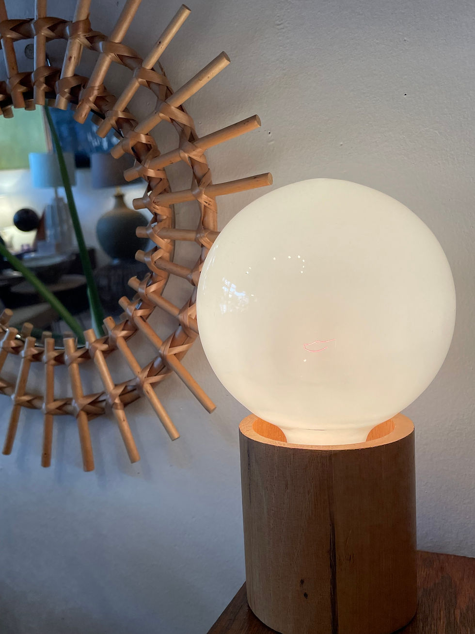 Thumbnail: Vintage French  Wooden Globe Lamp
