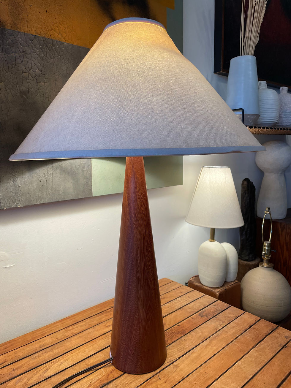 Triangle Wooden Table Lamp