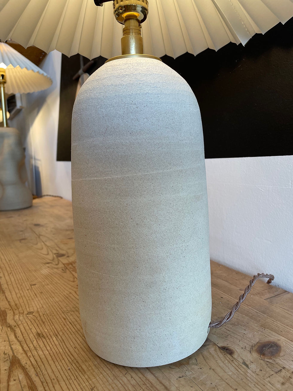 Thumbnail: Ceramic Table Lamp w/ Green shade by Salamat