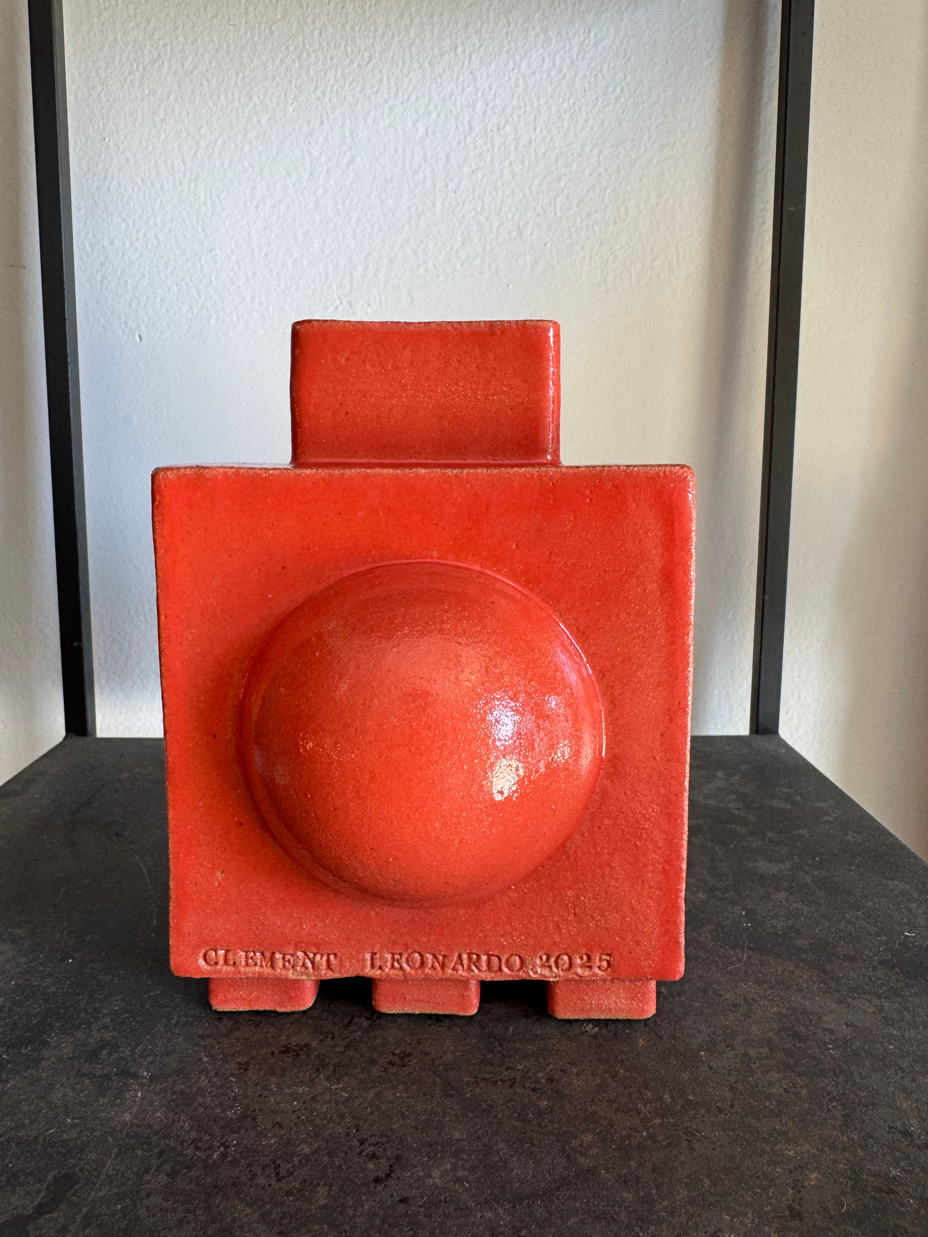 Red Abstract 'Circle' Vase