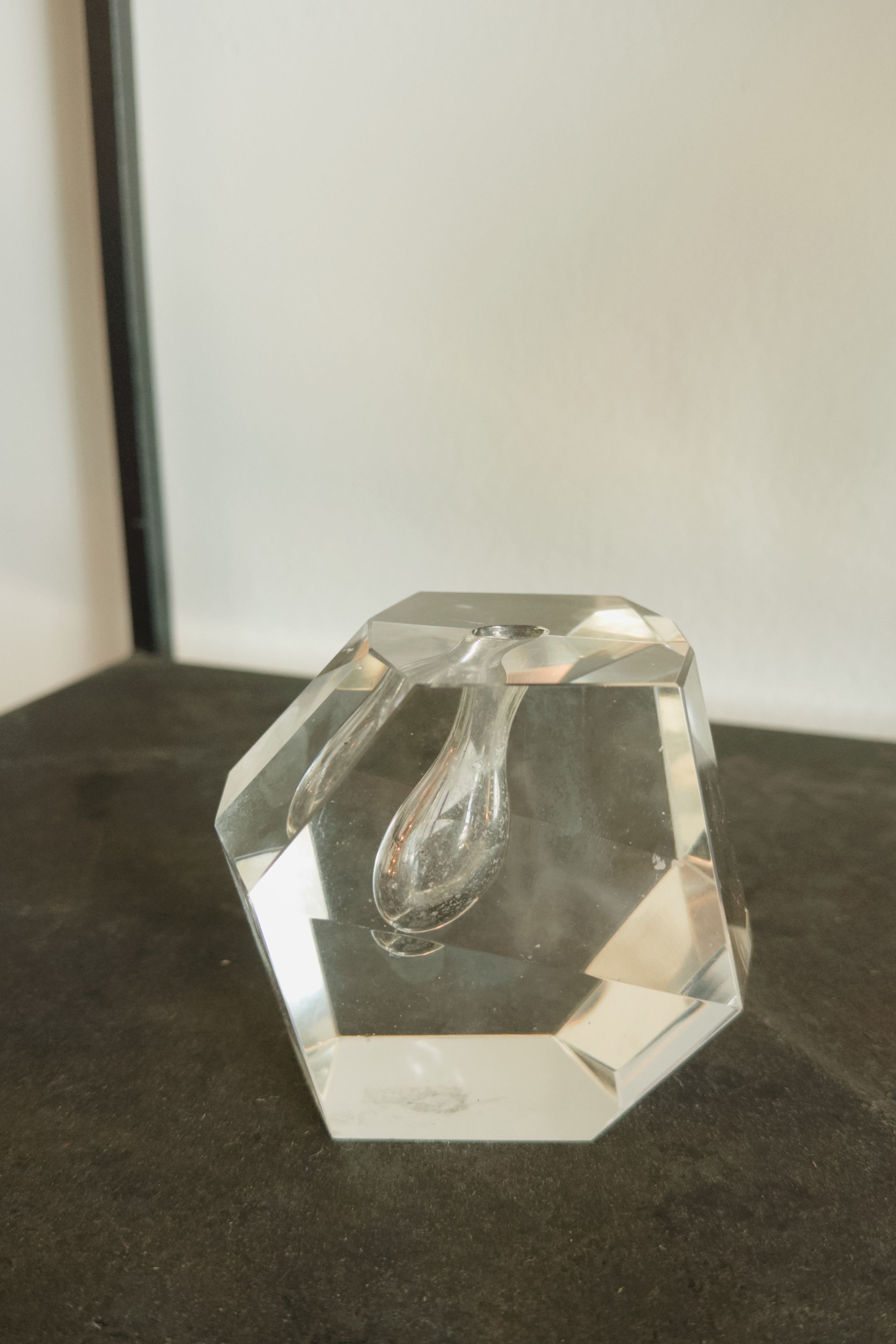 1955 Vintage Timo Sarpaneva Littala Clear Glass Faceted Bud Vase
