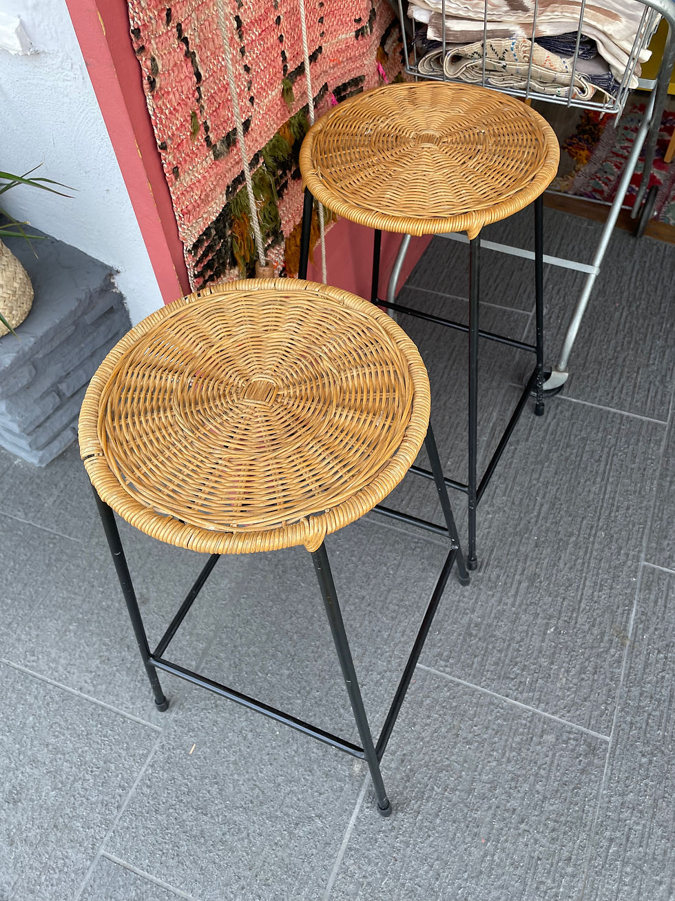Thumbnail: vintage rattan iron stools