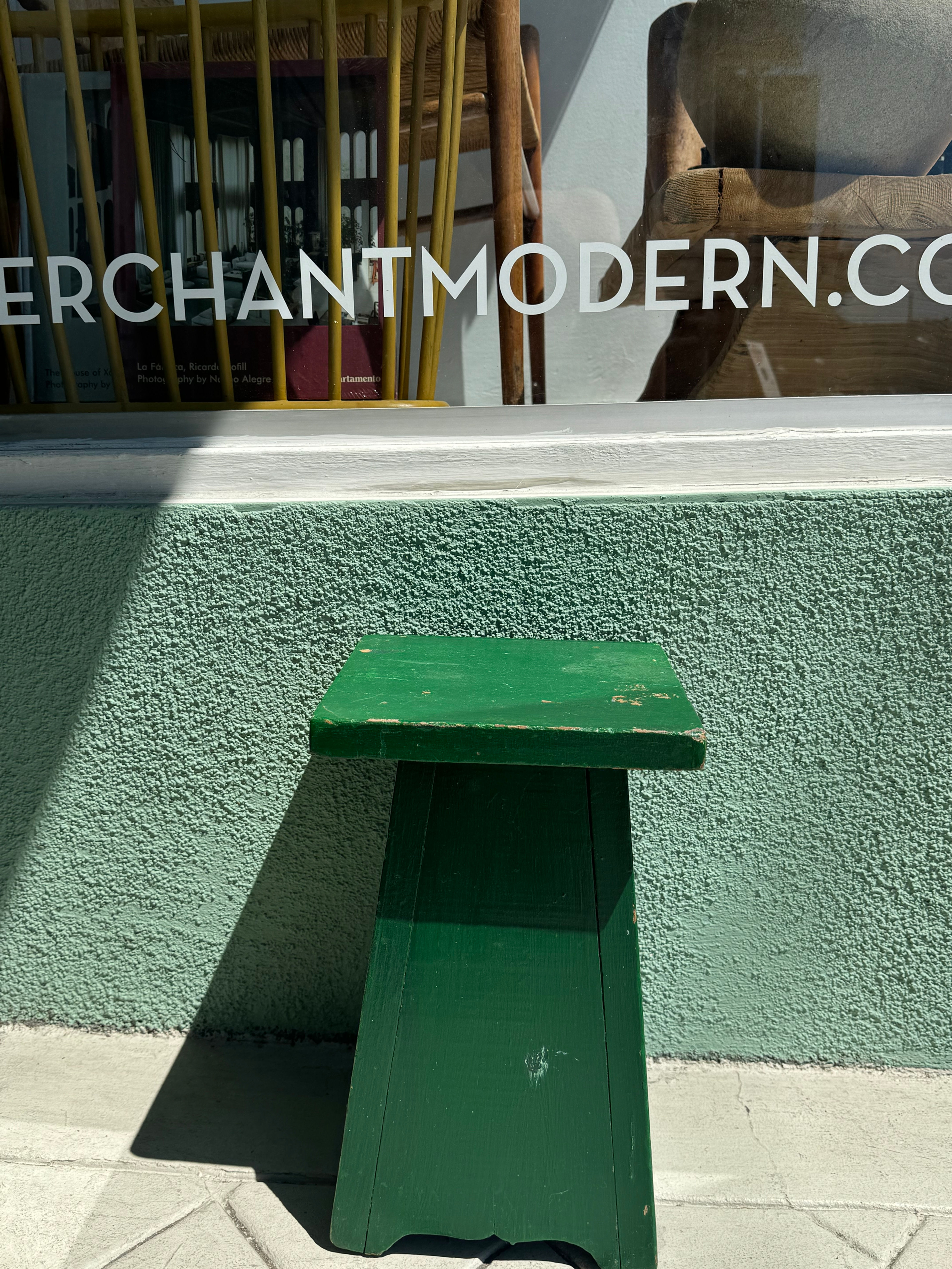 Vintage 1940's French Handmade Forest Green Table/ Plant Stand