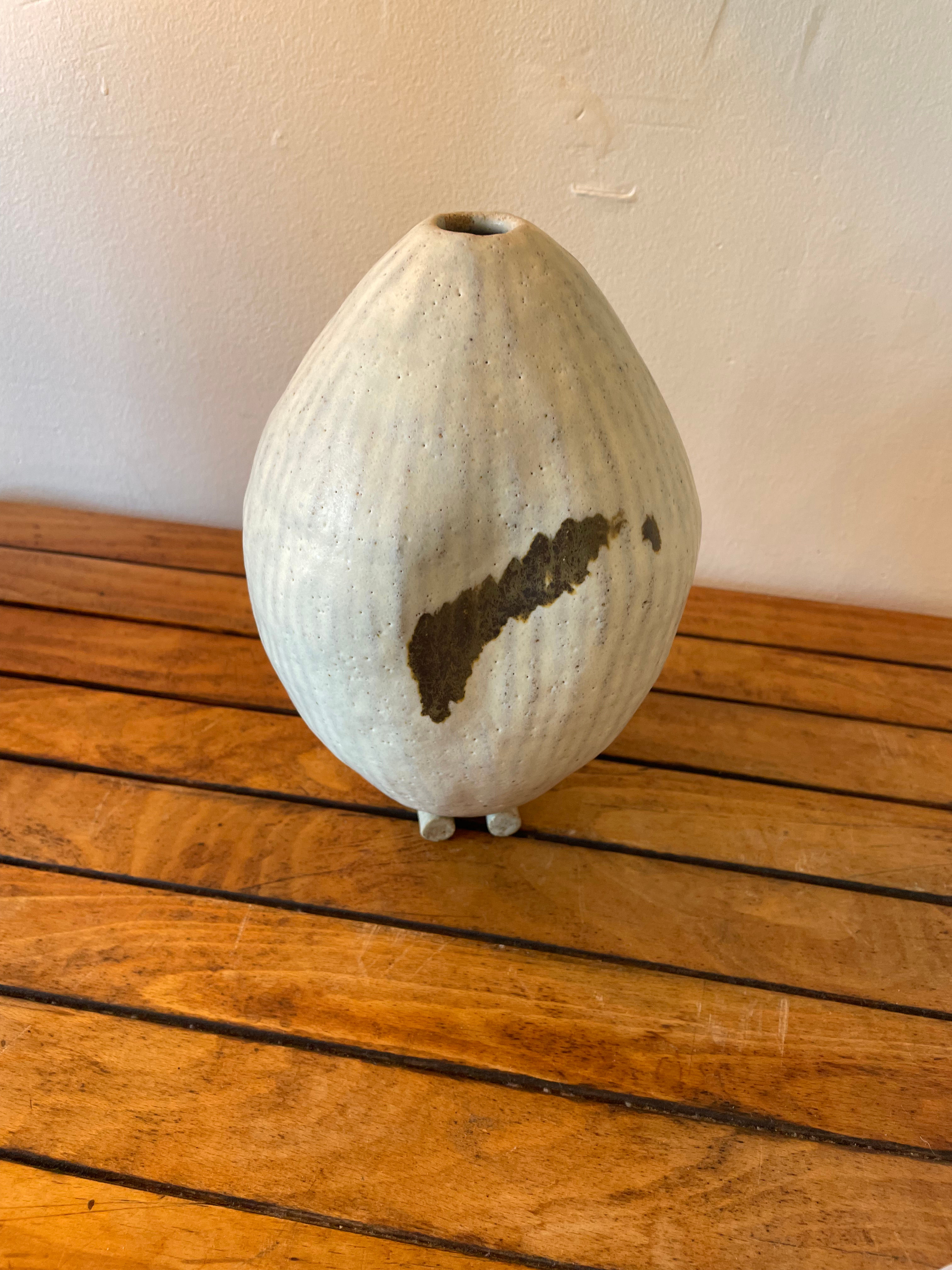 Large vessel w/iron oxide on sleds  by Ren Ceramics