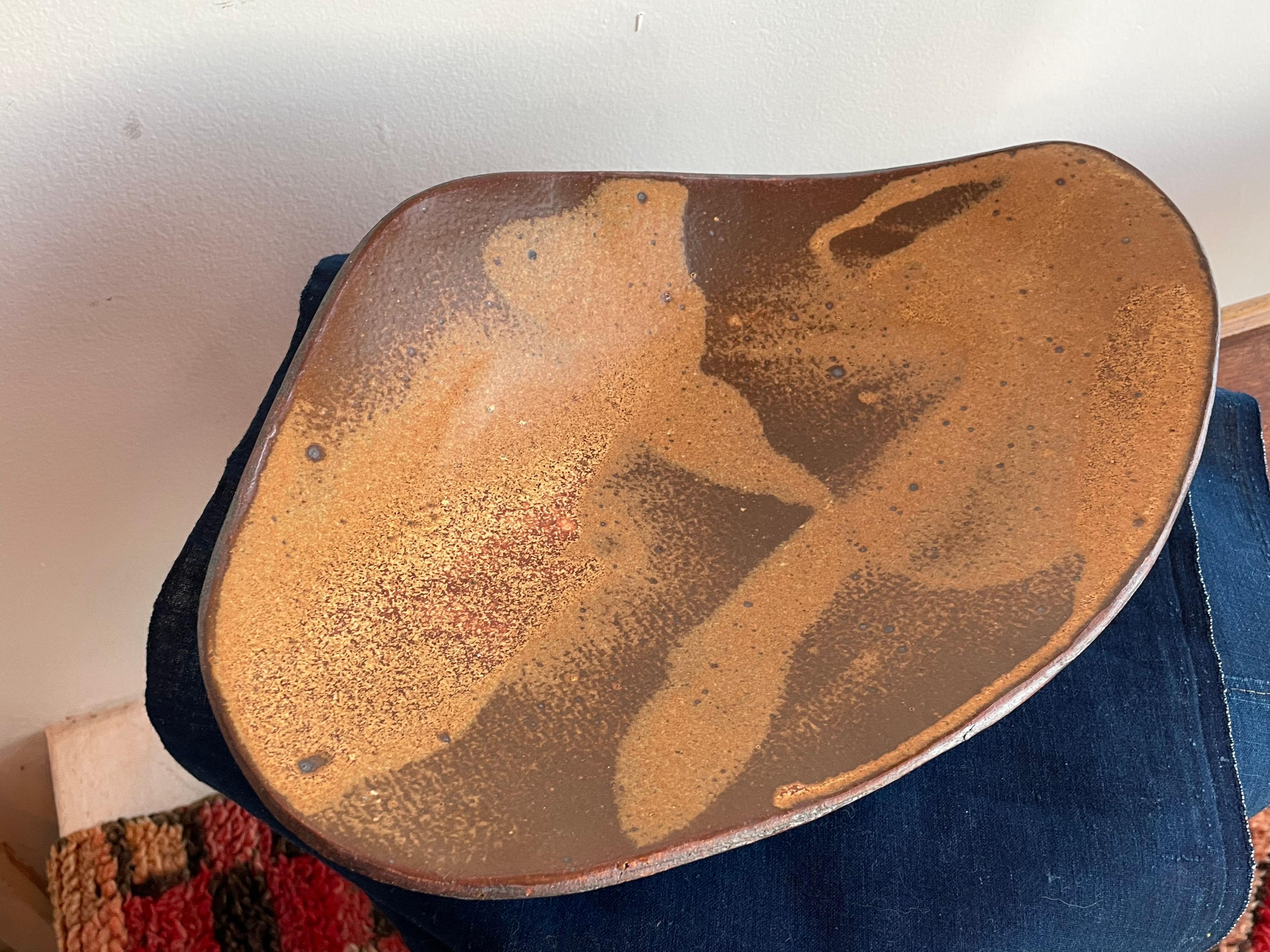 Large Brown Slab Platter