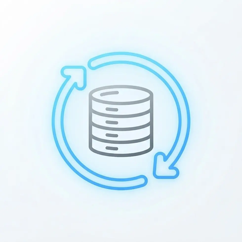Icon of a database server with circular sync arrows.