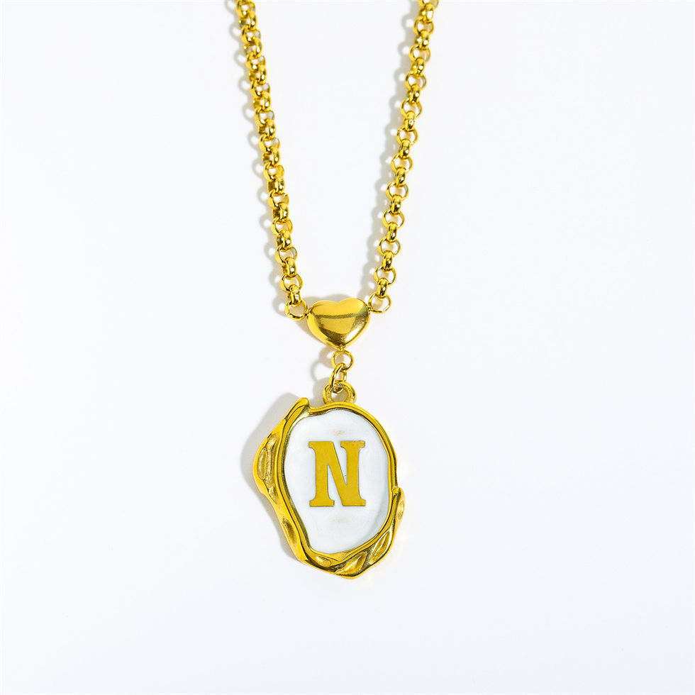 Miniatura: New 26 Letters Drop Oil Three-dimensional Stainless Steel Necklace 18K Gold-pla