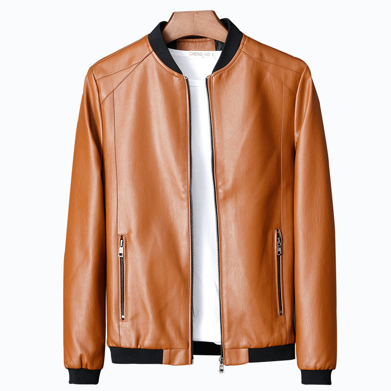 Miniatura: New Leather Men's Casual Jacket Korean Style Trendy Slim Handsome Youth Sp