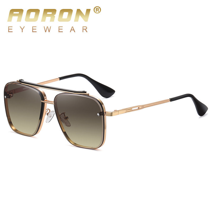 Miniatura: New Men's Pilot Gradient Sunglasses Colorful Two-color Oversize Large Frame