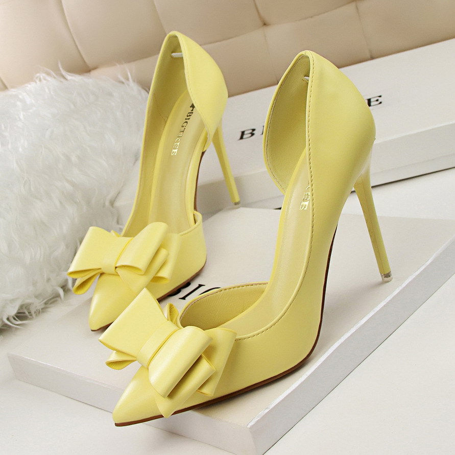 Miniatura: 3168-2 Korean Fashion Show Gas Sweet Bow High Heels Stiletto Heel Low-cut Point