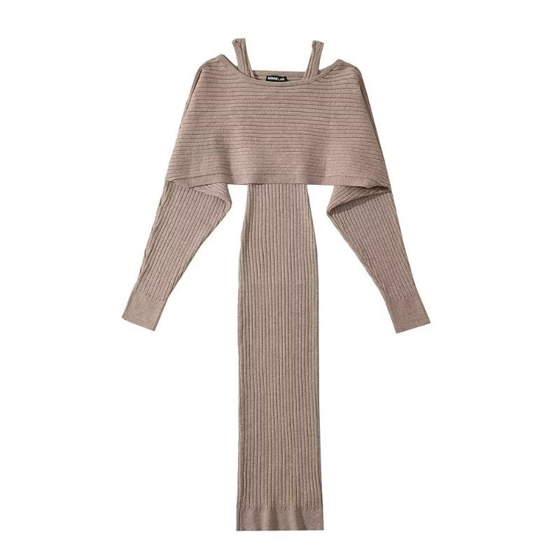 Miniatura: European And American Women's 2022 Autumn New Off-shoulder Profile Bat Fas