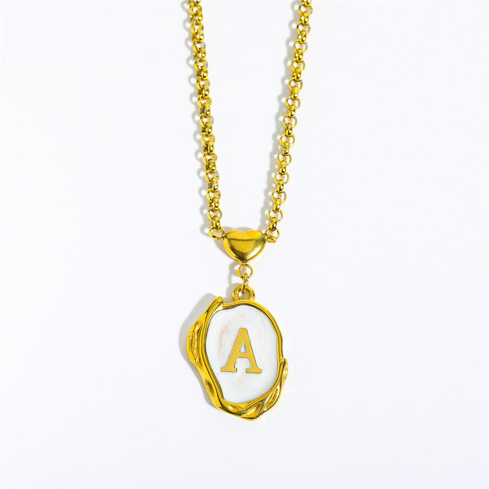 Miniatura: New 26 Letters Drop Oil Three-dimensional Stainless Steel Necklace 18K Gold-pla