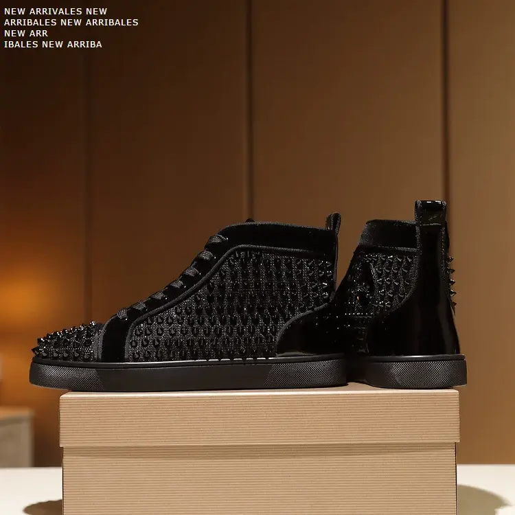 Miniatura: Men's Shoes Women's Shoes Red Bottom High-top Black Rivets Nightclub 