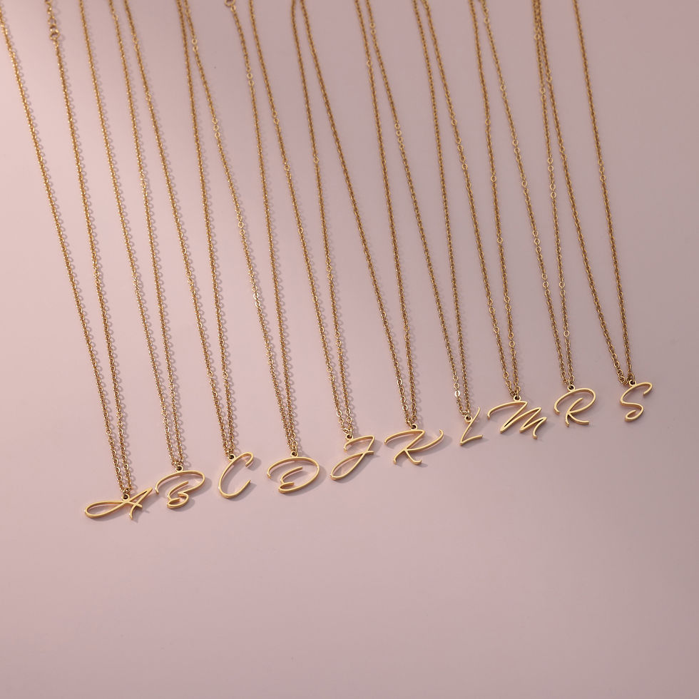 Miniatura: Gold 26 Capital English Alphabet Necklace Stainless Steel Necklace Heart Shape 