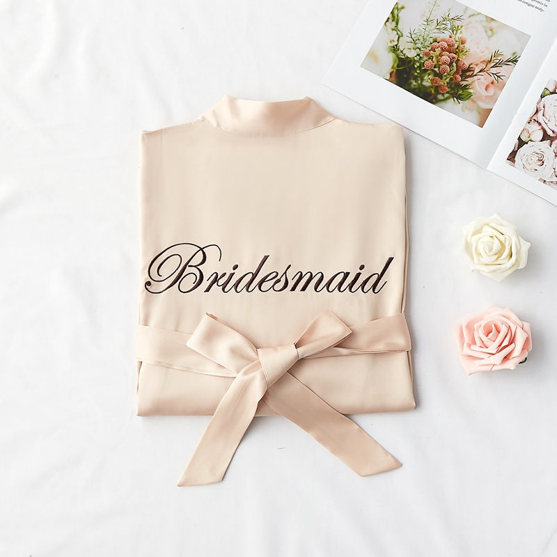 Miniatura: Satin Nightgown Women Cross Border Embroidered Pajamas Bridesmaid Pajamas Weddi