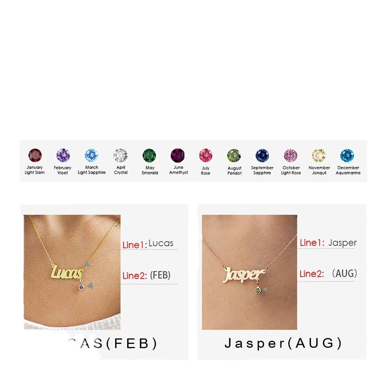 Miniatura: Letter Necklace For Women, High-end Stainless Steel English Name Birthstone Cla