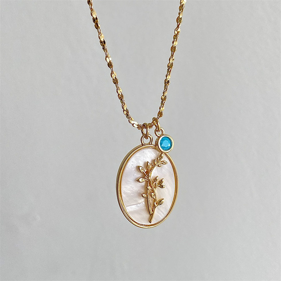 Miniatura: December Flower Necklace Stereo Flower Oval Shellfish Pendant Birthstone Month 