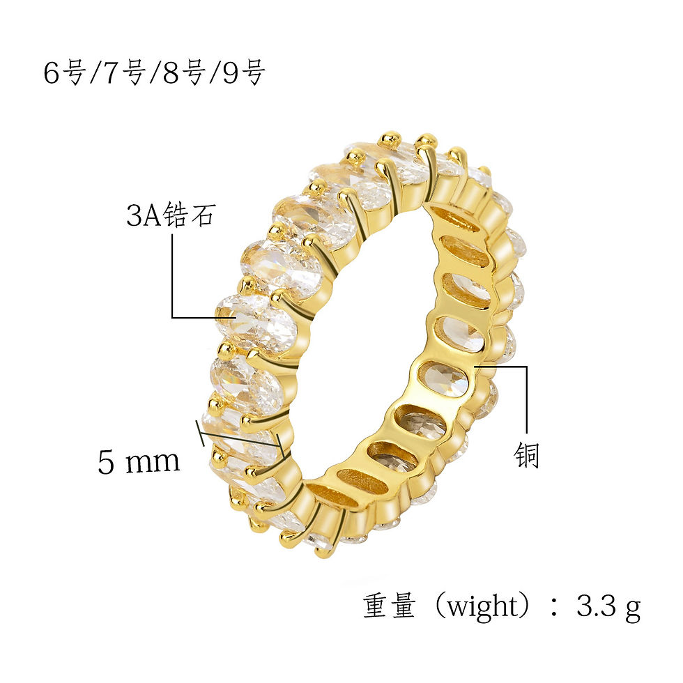 Miniatura: Fashion Niche Light Luxury Design Popular Ring Jewelry Women's Copper Diam