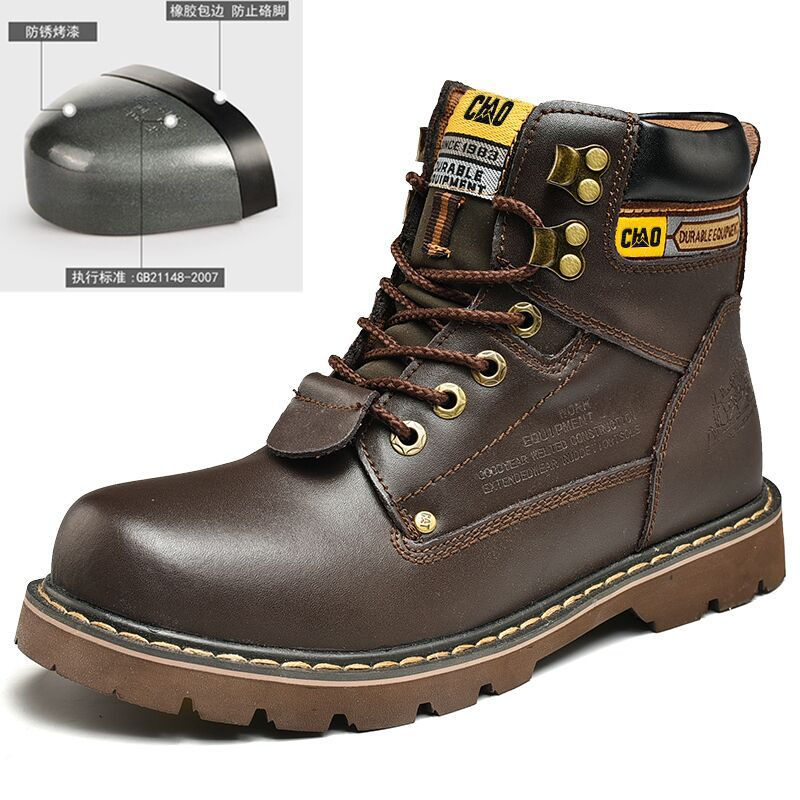 Miniatura: Tooling Men's Top Layer Cowhide Protective Shoes Outdoor Work Shoes Martin