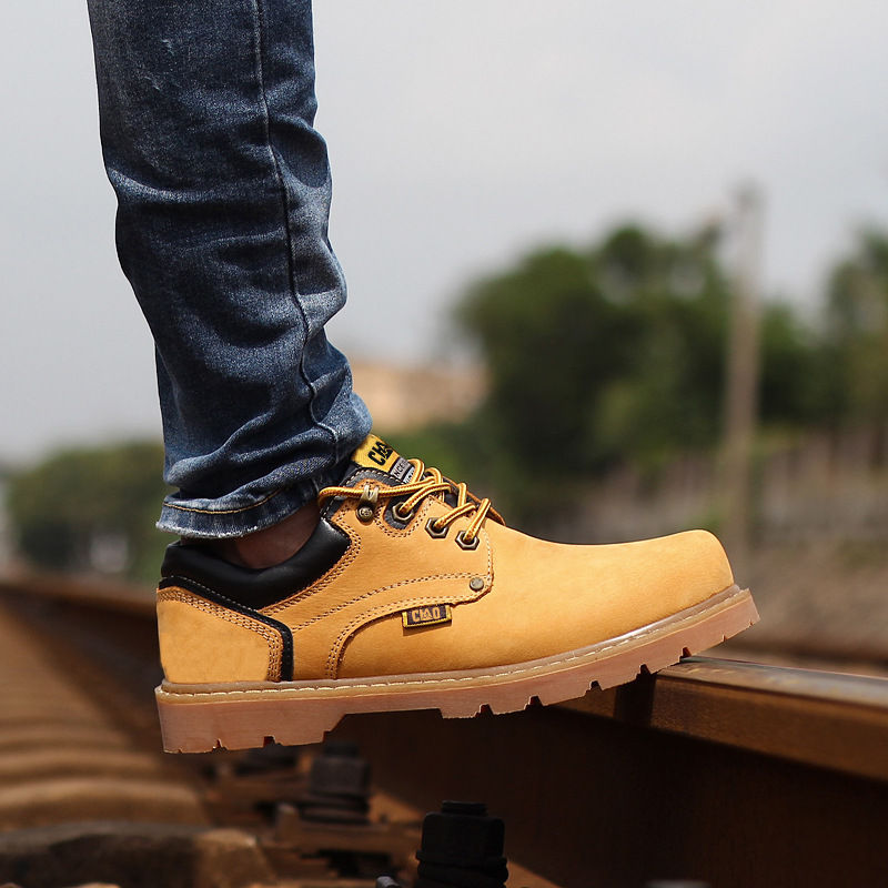 Miniatura: Tooling Men's Top Layer Cowhide Protective Shoes Outdoor Work Shoes Martin