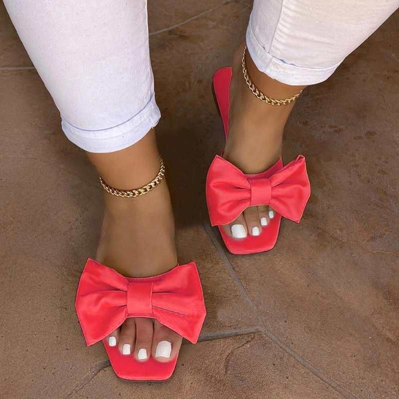 Miniatura: Summer New Large Size Foreign Trade Women's Shoes Bow Square Head Low Heel