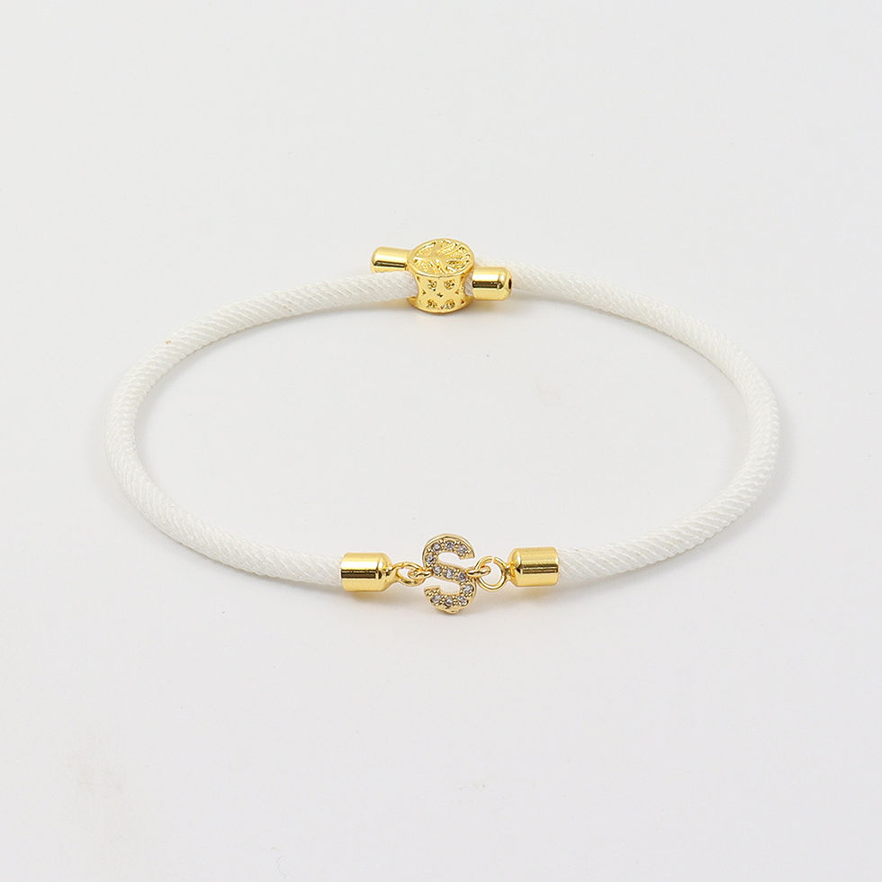 Miniatura: 26 Letters Copper Micropaved Zirconia A-Z Adjustable Milan Line Bracelet