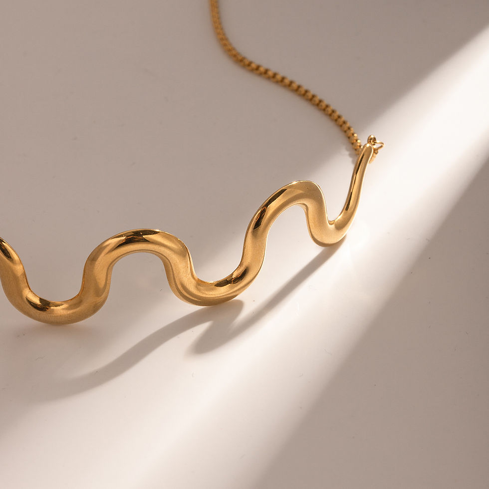 Miniatura: Personality Temperament And High-end 18k Gold-plated Stainless Steel Wave Pull-